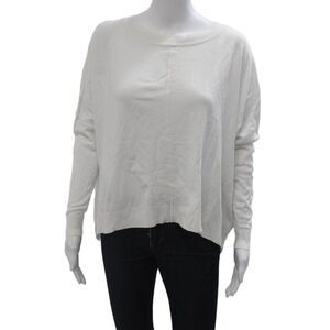 Gab kate Women White Classic Pullover Sweater Long Sleeve Round Neck Size M